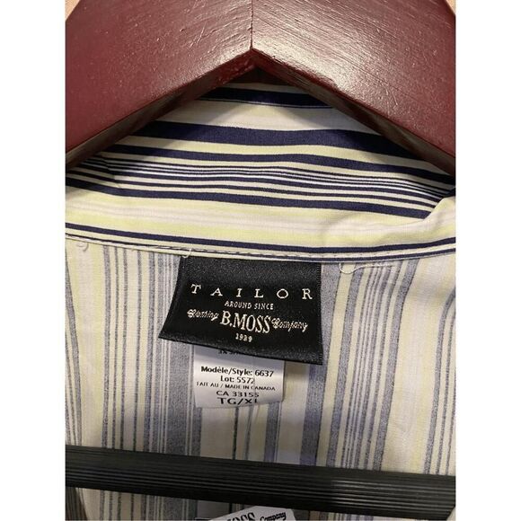 B.Moss Taylor XL button up blouse NWT womens white blue yellow striped vintage - Picture 3 of 6